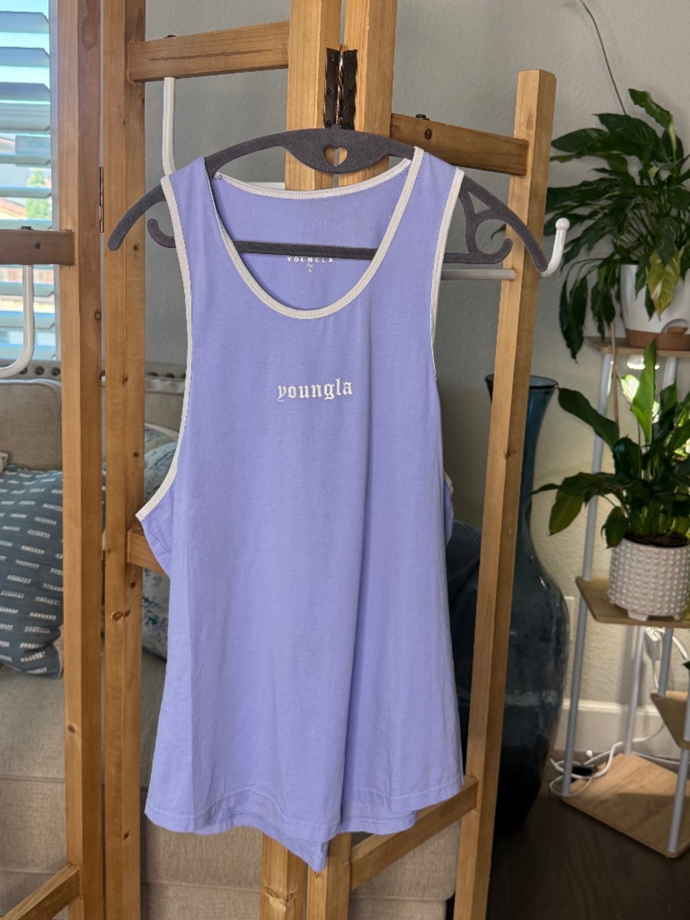 YoungLA Lavender Oversized Stringer Tank Top Size Large